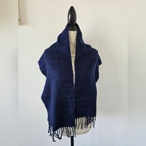 Paris Navy Blue Scarf with Fringe
